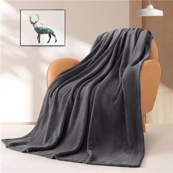 Fleece Throw Blanket for Couch Sofa or Bed Throw Size, Soft Fuzzy Plush - Picture 6 of 7